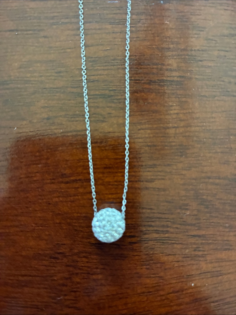 Touchstone Swarovski Crystal Sterling Silver Round Pave Pendant Necklace - White